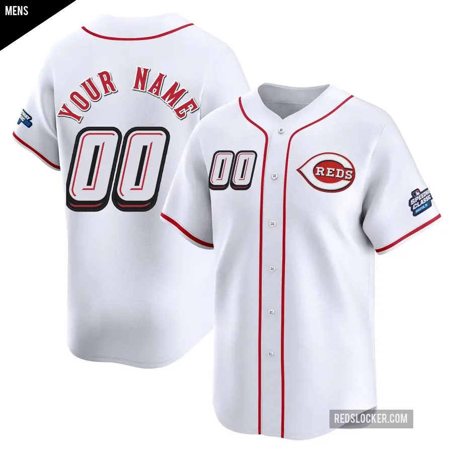 Men's Cincinnati Reds ＃00 Custom Limited White 2025 Speedway Classic Alternate Jersey