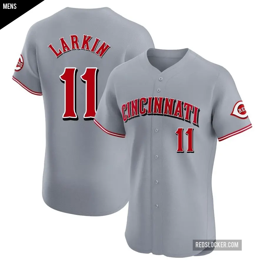 Men's Cincinnati Reds ＃11 Barry Larkin Elite Gray Road Jersey
