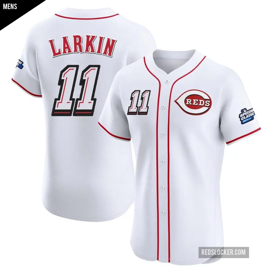 Men's Cincinnati Reds ＃11 Barry Larkin Elite White 2025 Speedway Classic Alternate Jersey