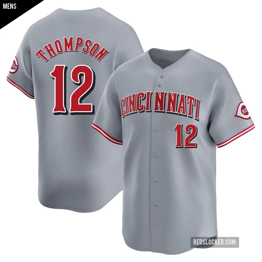 Men's Cincinnati Reds ＃12 Bubba Thompson Limited Gray Away Jersey