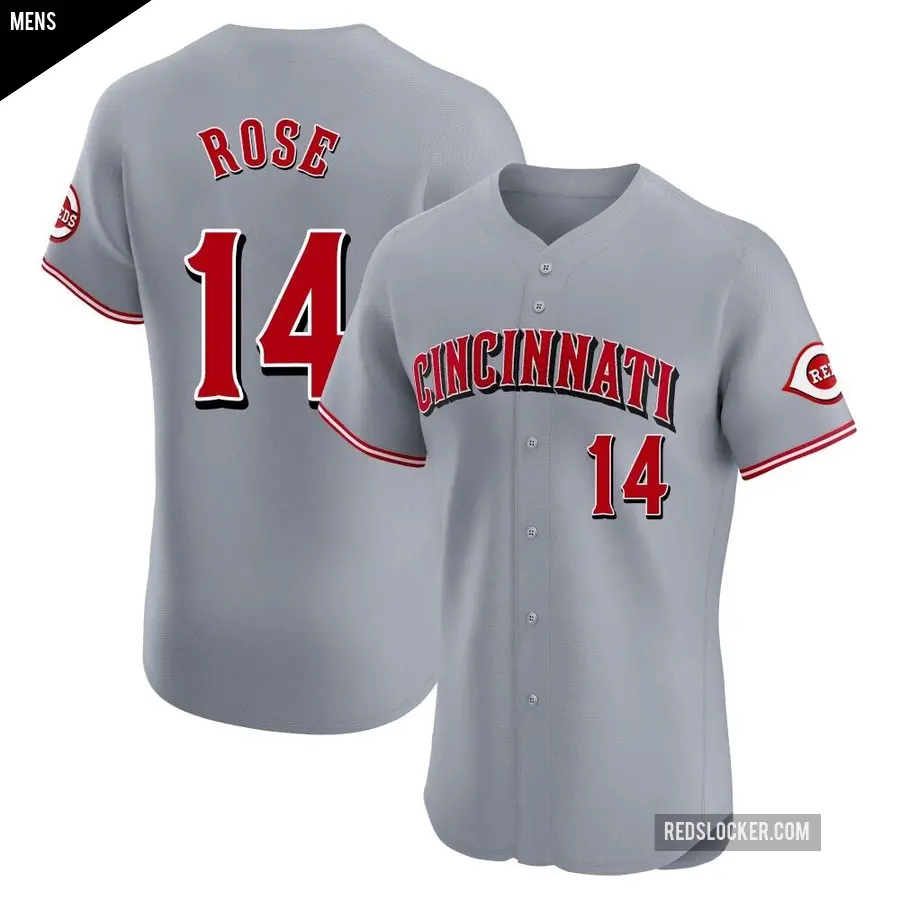 Men's Cincinnati Reds ＃14 Pete Rose Elite Gray Road Jersey