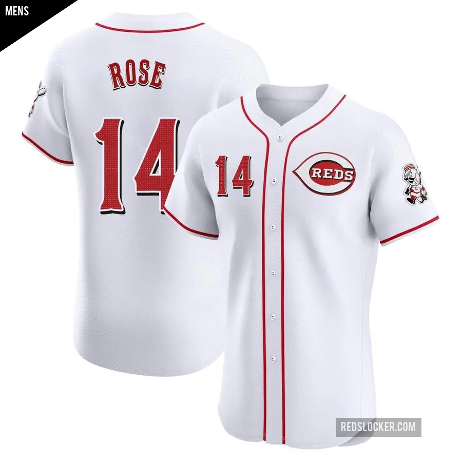Men's Cincinnati Reds ＃14 Pete Rose Elite White Home Jersey