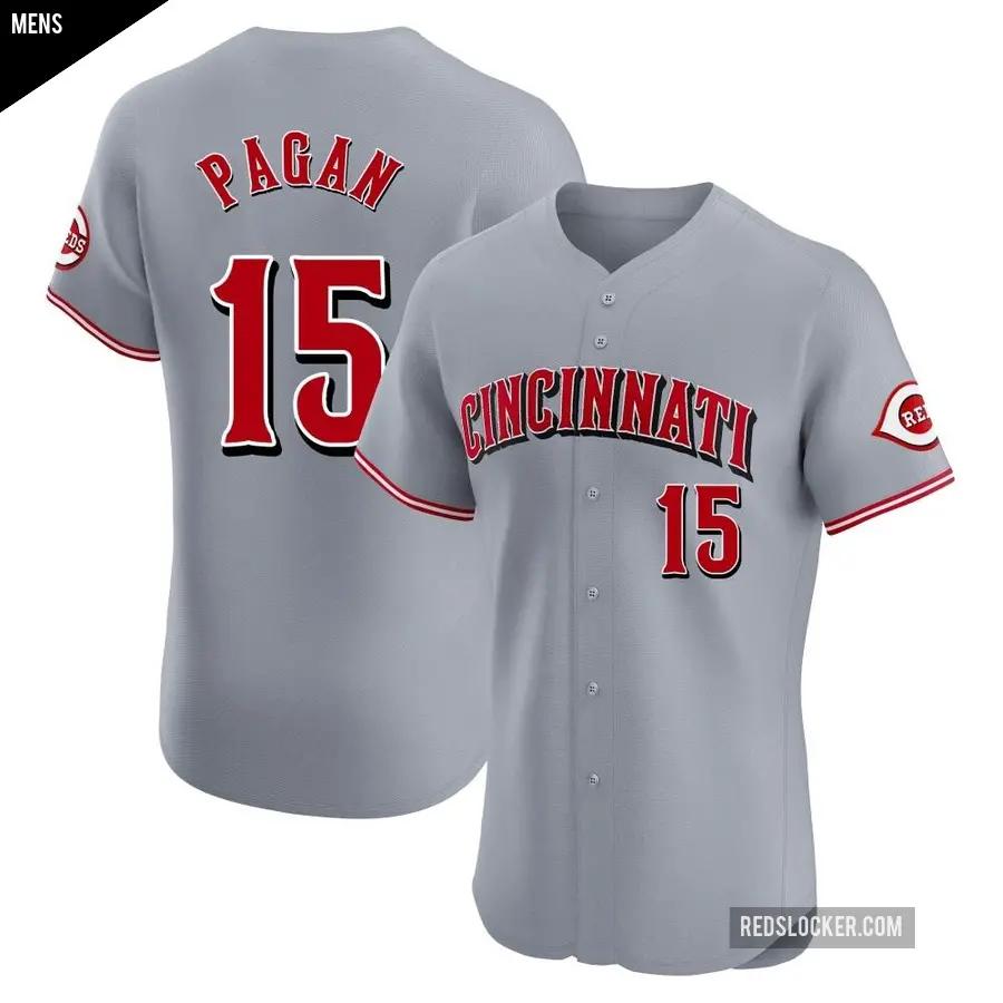 Men's Cincinnati Reds ＃15 Emilio Pagan Elite Gray Road Jersey