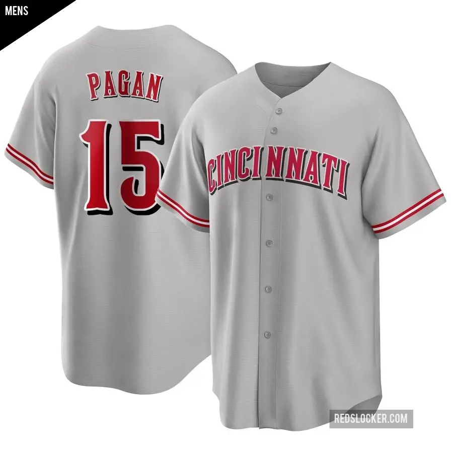 Men's Cincinnati Reds ＃15 Emilio Pagan Replica Gray Road Jersey