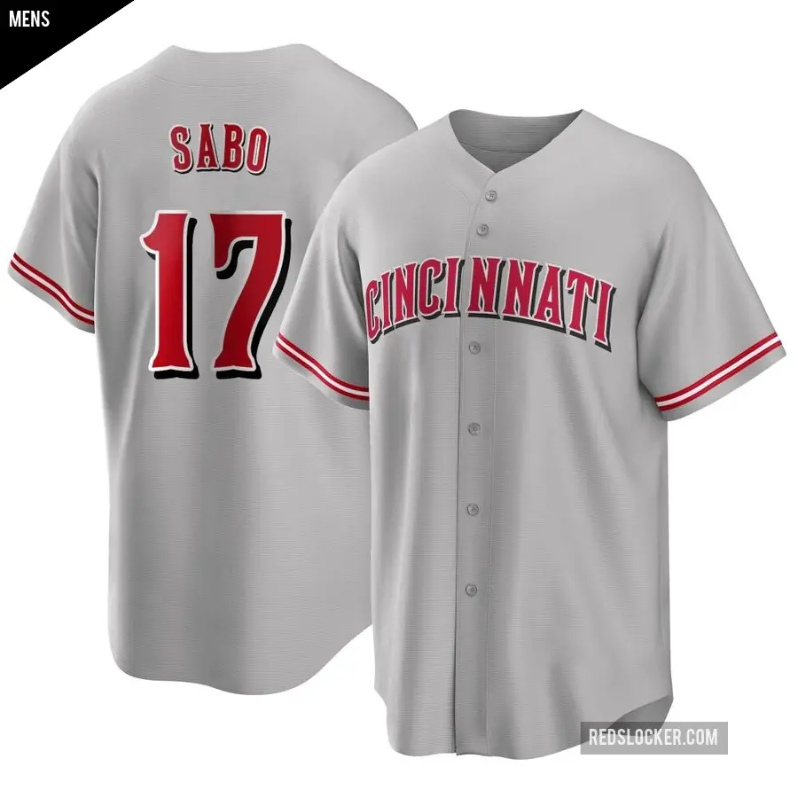 Men's Cincinnati Reds ＃17 Chris Sabo Replica Gray Road Jersey