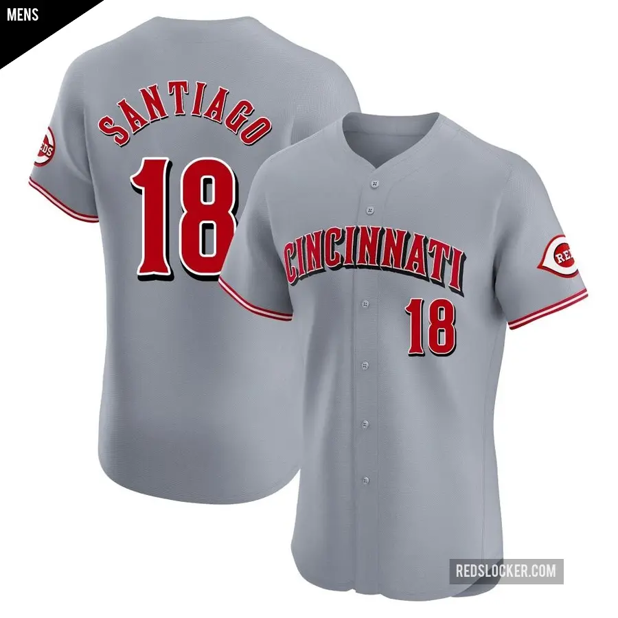 Men's Cincinnati Reds ＃18 Benito Santiago Elite Gray Road Jersey