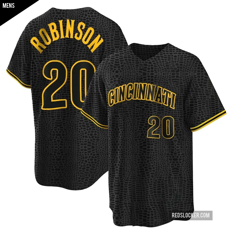 Men's Cincinnati Reds ＃20 Frank Robinson Replica Black Snake Skin City Jersey