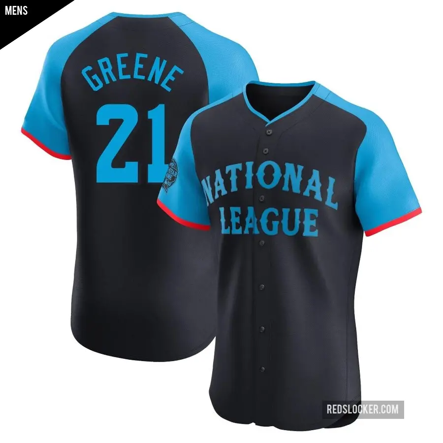 Men's Cincinnati Reds ＃21 Hunter Greene Elite Green National League Navy 2024 All-Star Game Jersey