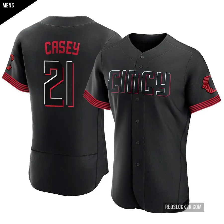 Men's Cincinnati Reds ＃21 Sean Casey Authentic Black 2023 City Connect Jersey