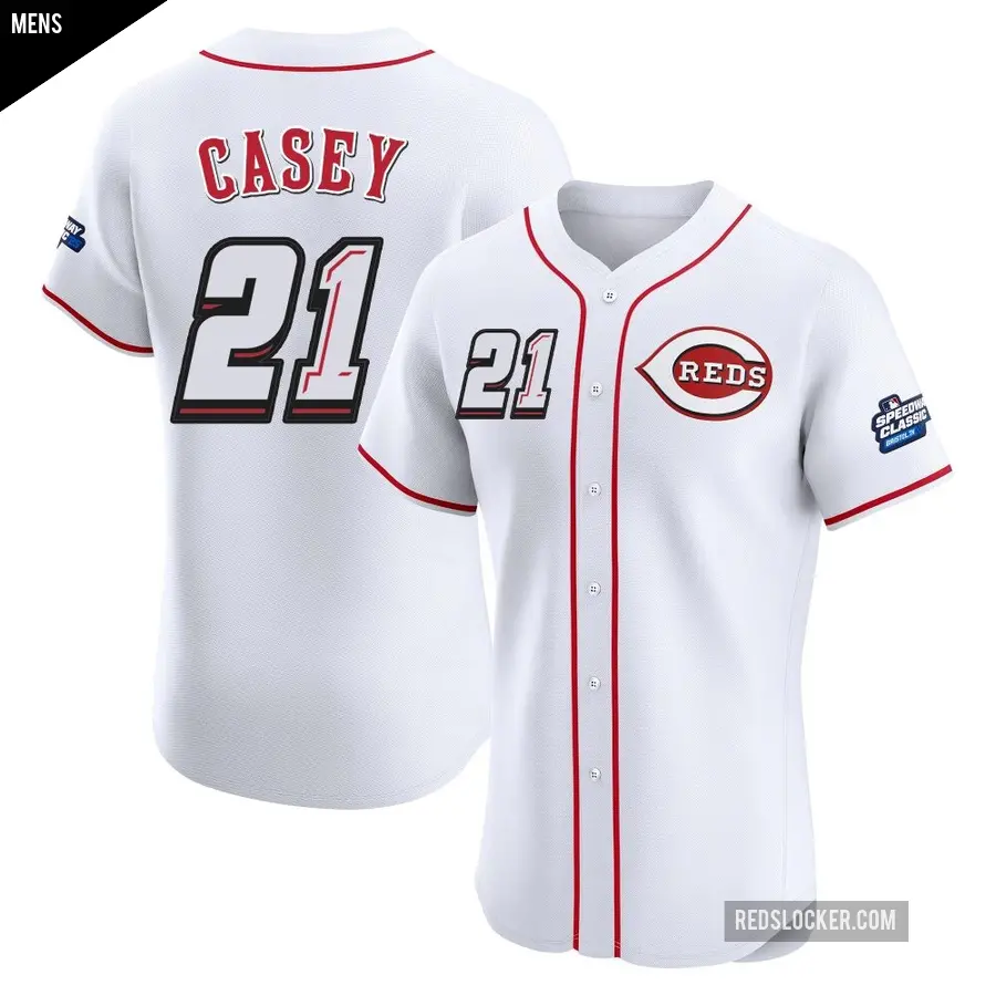 Men's Cincinnati Reds ＃21 Sean Casey Elite White 2025 Speedway Classic Alternate Jersey