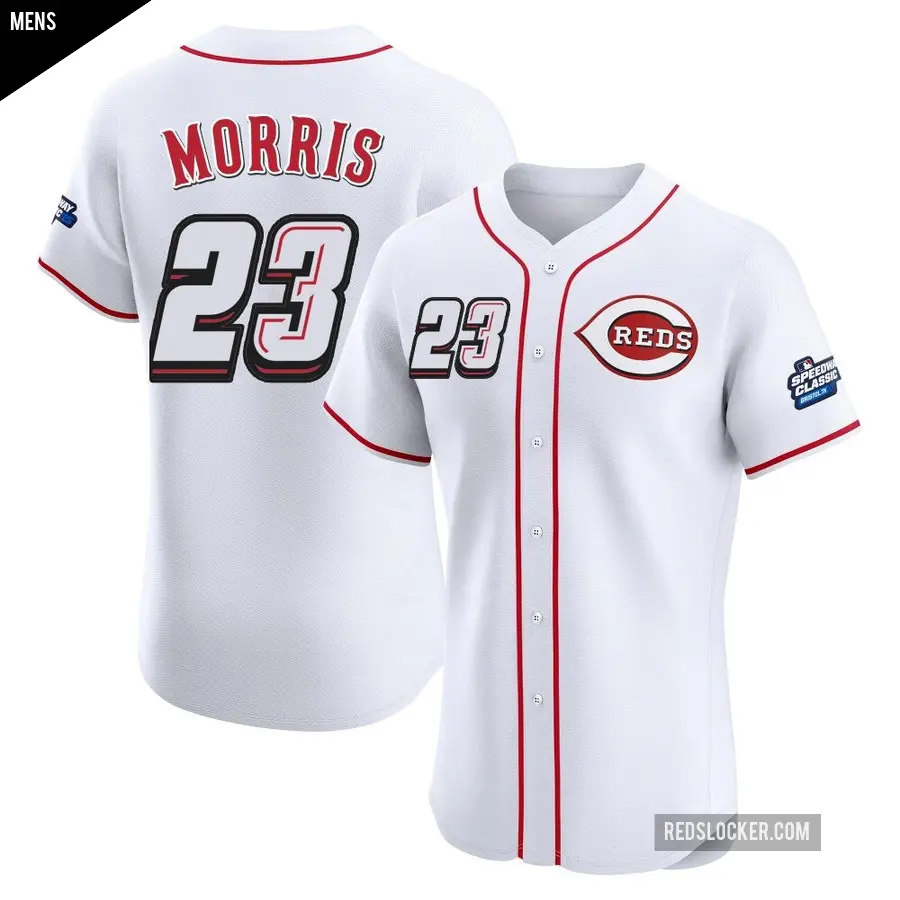 Men's Cincinnati Reds ＃23 Hal Morris Elite White 2025 Speedway Classic Alternate Jersey