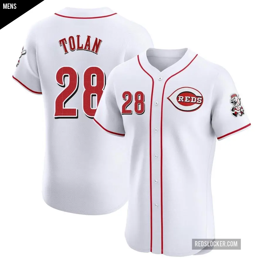 Men's Cincinnati Reds ＃28 Bobby Tolan Elite White Home Patch Jersey