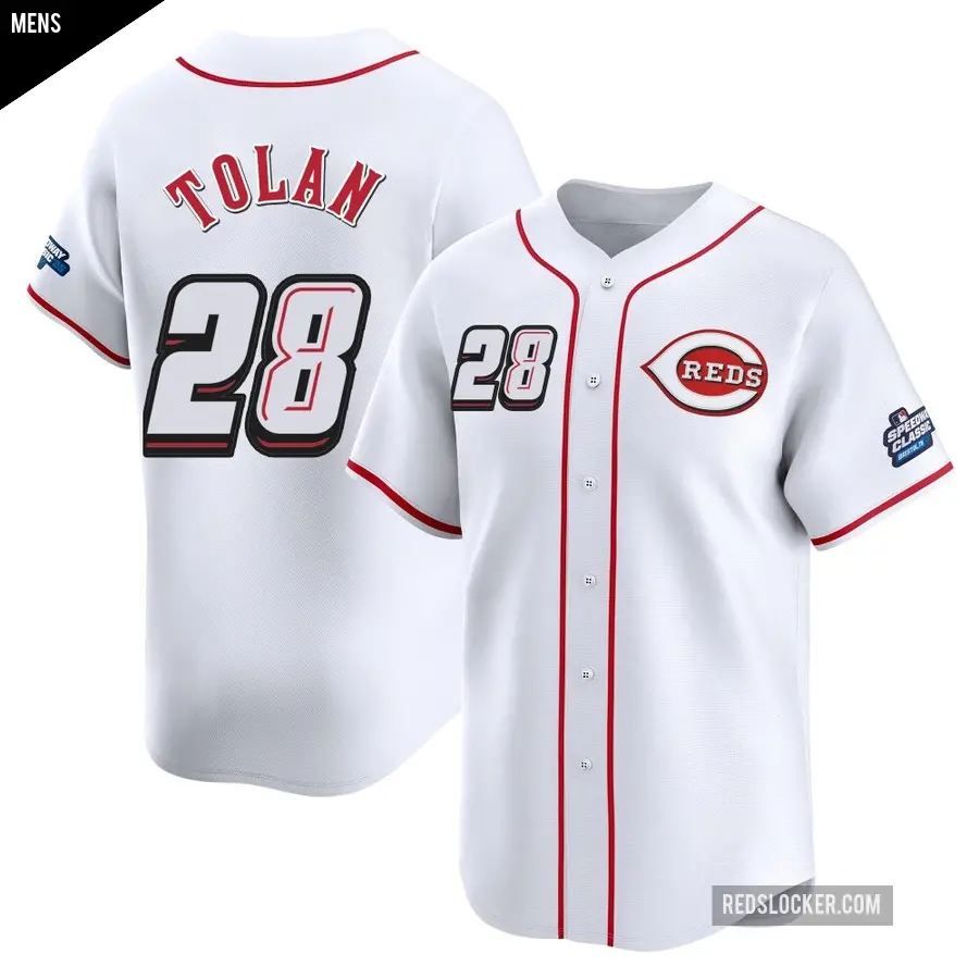 Men's Cincinnati Reds ＃28 Bobby Tolan Limited White 2025 Speedway Classic Alternate Jersey