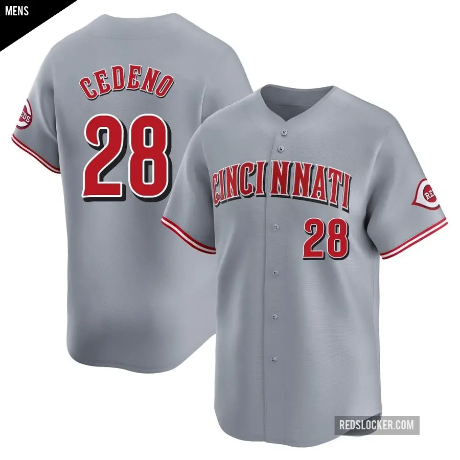 Men's Cincinnati Reds ＃28 Cesar Cedeno Limited Gray Away Jersey