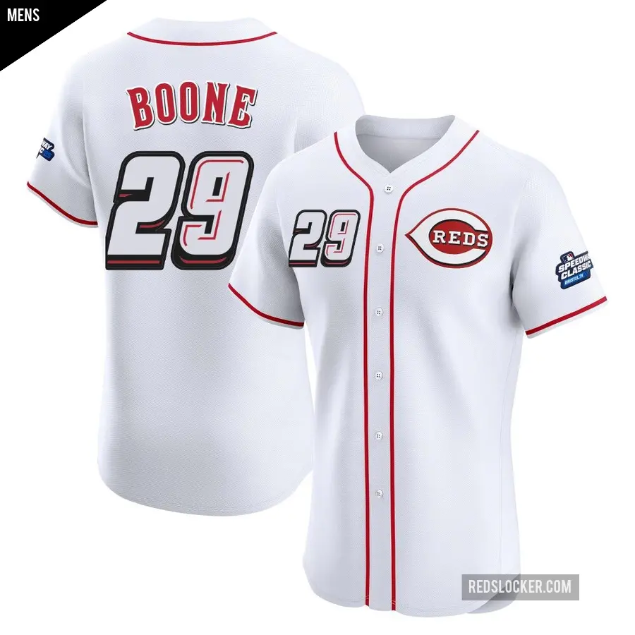 Men's Cincinnati Reds ＃29 Bret Boone Elite White 2025 Speedway Classic Alternate Jersey