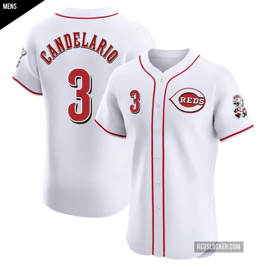 Men's Cincinnati Reds ＃3 Jeimer Candelario Elite White Home Jersey