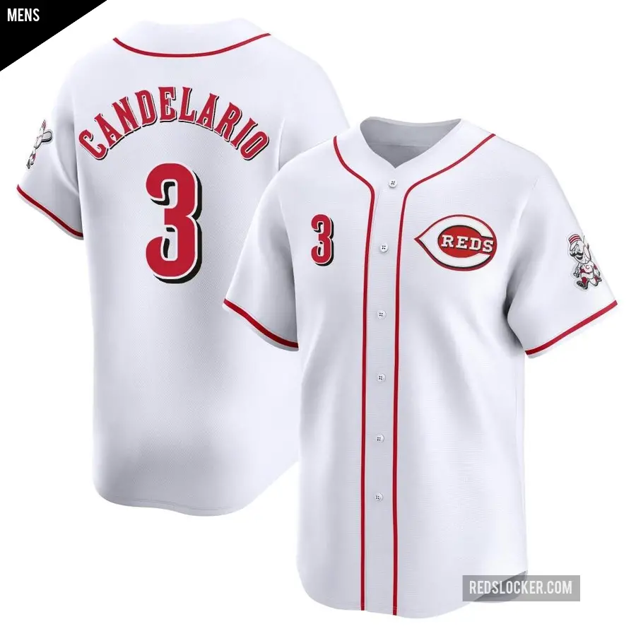 Men's Cincinnati Reds ＃3 Jeimer Candelario Limited White Home Jersey