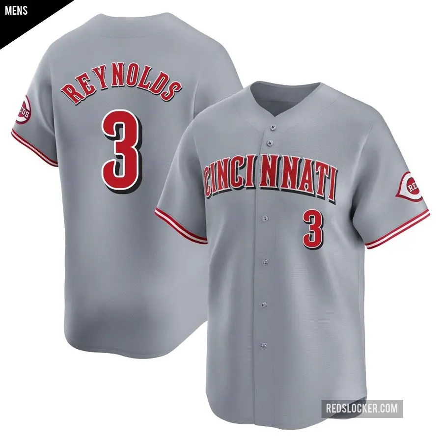 Men's Cincinnati Reds ＃3 Matt Reynolds Limited Gray Away Jersey