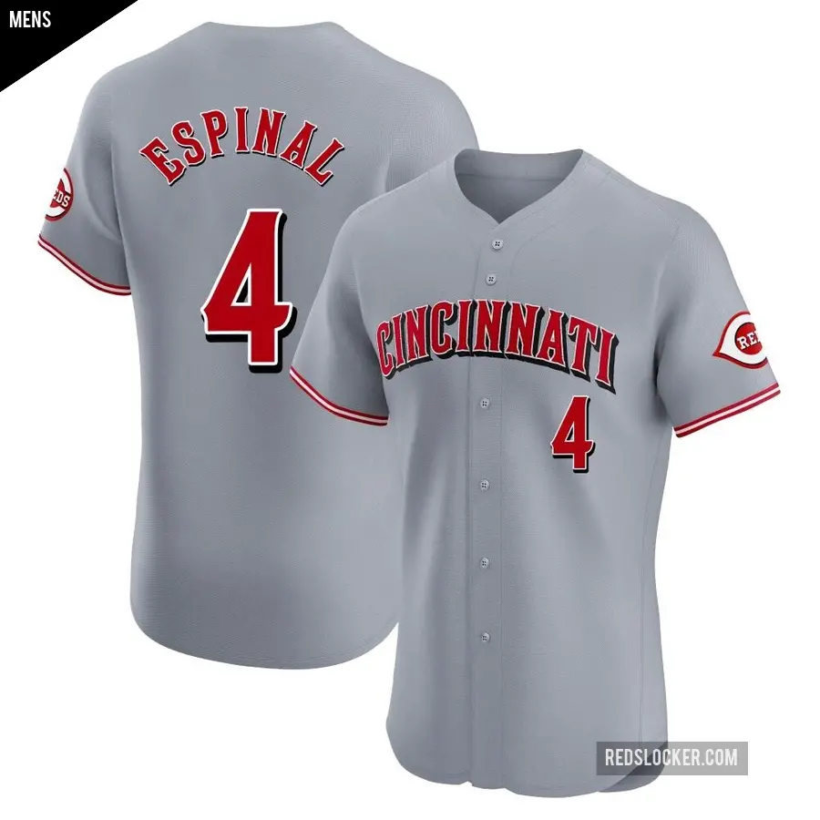 Men's Cincinnati Reds ＃4 Santiago Espinal Elite Gray Road Jersey
