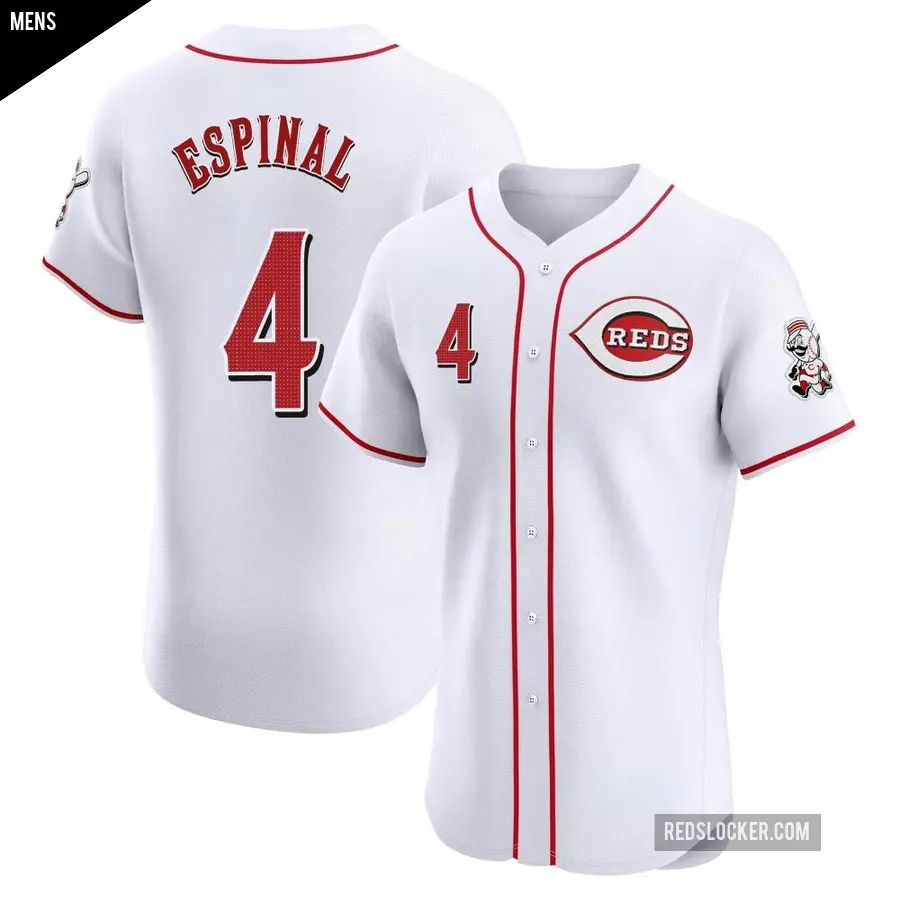 Men's Cincinnati Reds ＃4 Santiago Espinal Elite White Home Jersey