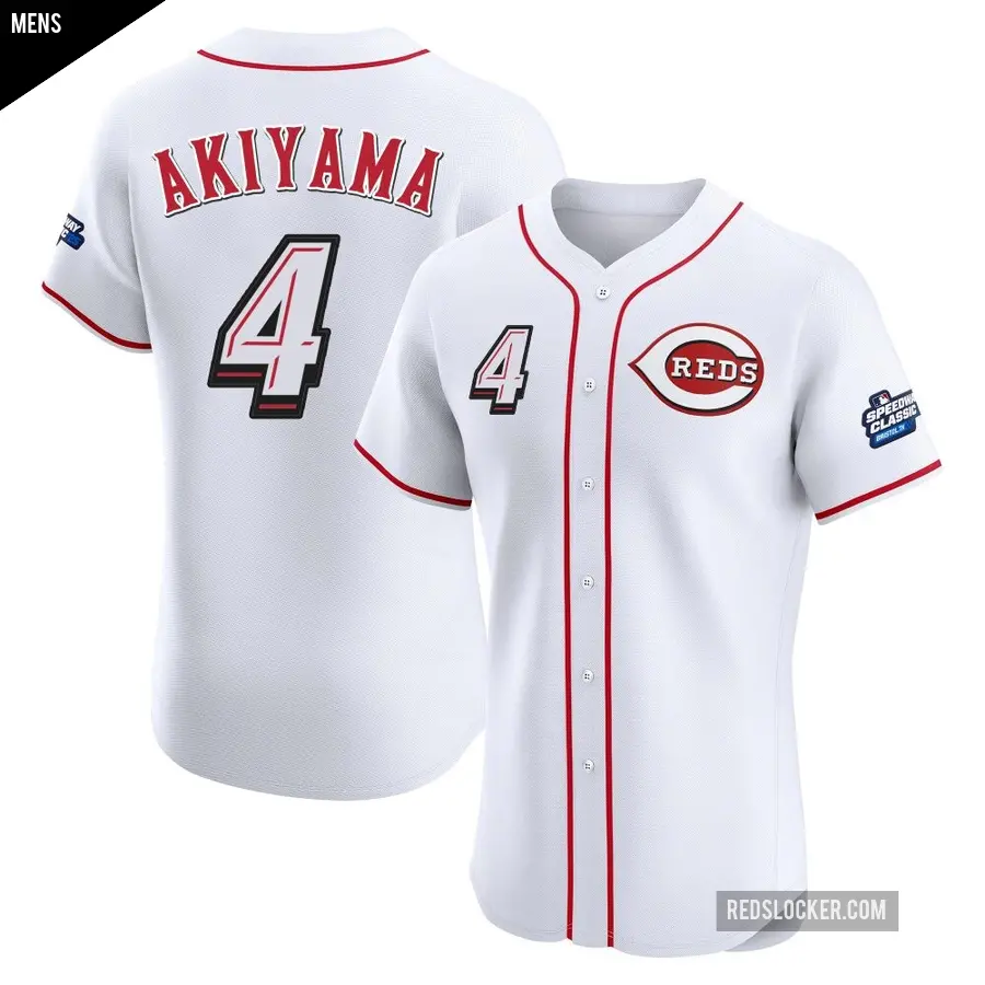 Men's Cincinnati Reds ＃4 Shogo Akiyama Elite White 2025 Speedway Classic Alternate Jersey