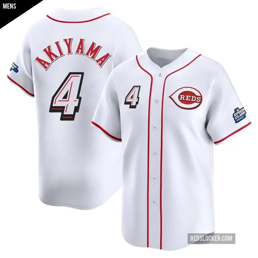 Men's Cincinnati Reds ＃4 Shogo Akiyama Limited White 2025 Speedway Classic Alternate Jersey