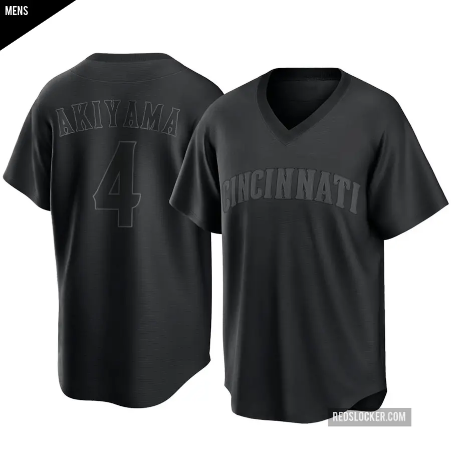 Men's Cincinnati Reds ＃4 Shogo Akiyama Replica Black Pitch Fashion Jersey