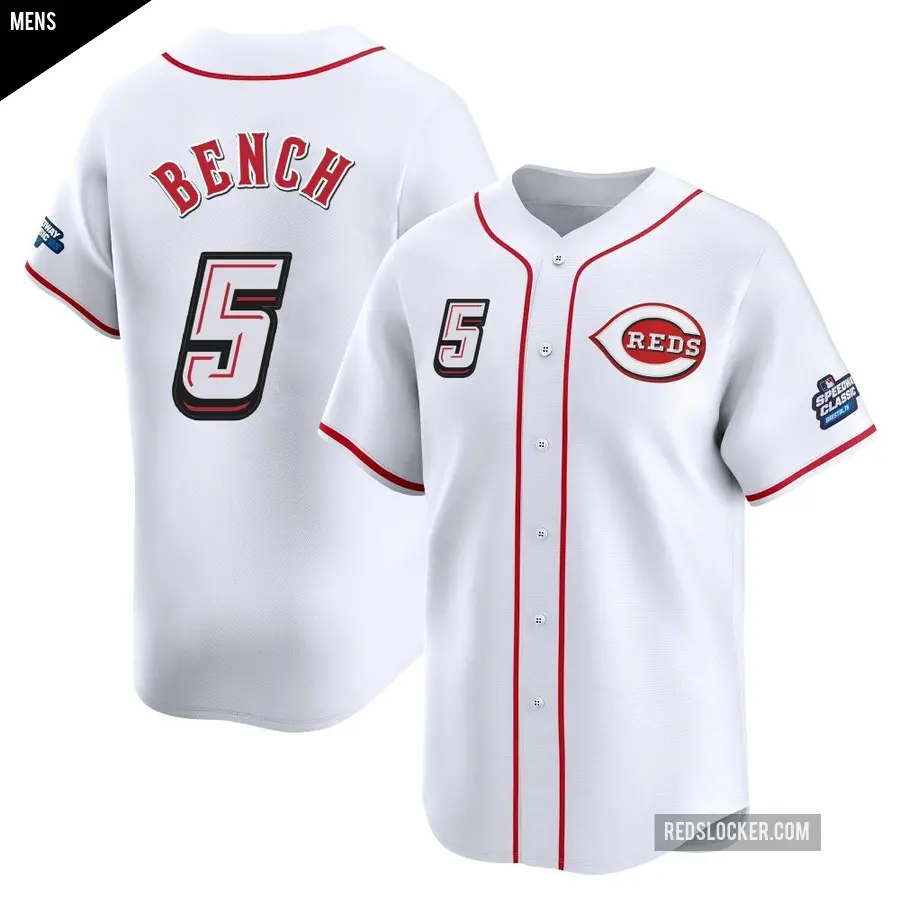 Men's Cincinnati Reds ＃5 Johnny Bench Limited White 2025 Speedway Classic Alternate Jersey