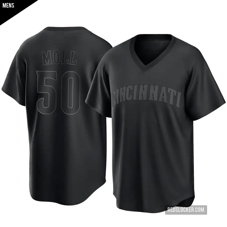 Men's Cincinnati Reds ＃50 Sam Moll Replica Black Pitch Fashion Jersey