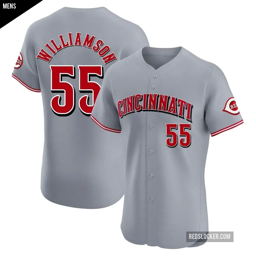 Men's Cincinnati Reds ＃55 Brandon Williamson Elite Gray Road Jersey