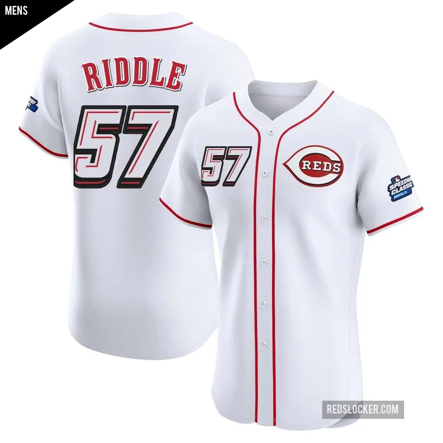 Men's Cincinnati Reds ＃57 JT Riddle Elite White 2025 Speedway Classic Alternate Jersey