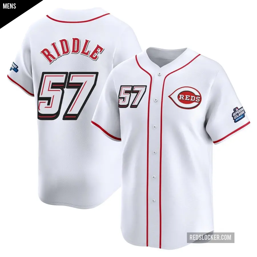 Men's Cincinnati Reds ＃57 JT Riddle Limited White 2025 Speedway Classic Alternate Jersey
