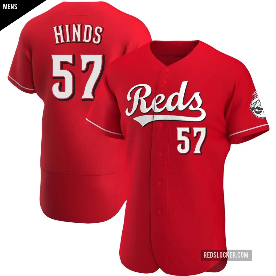 Men's Cincinnati Reds ＃57 Rece Hinds Authentic Red Alternate Jersey