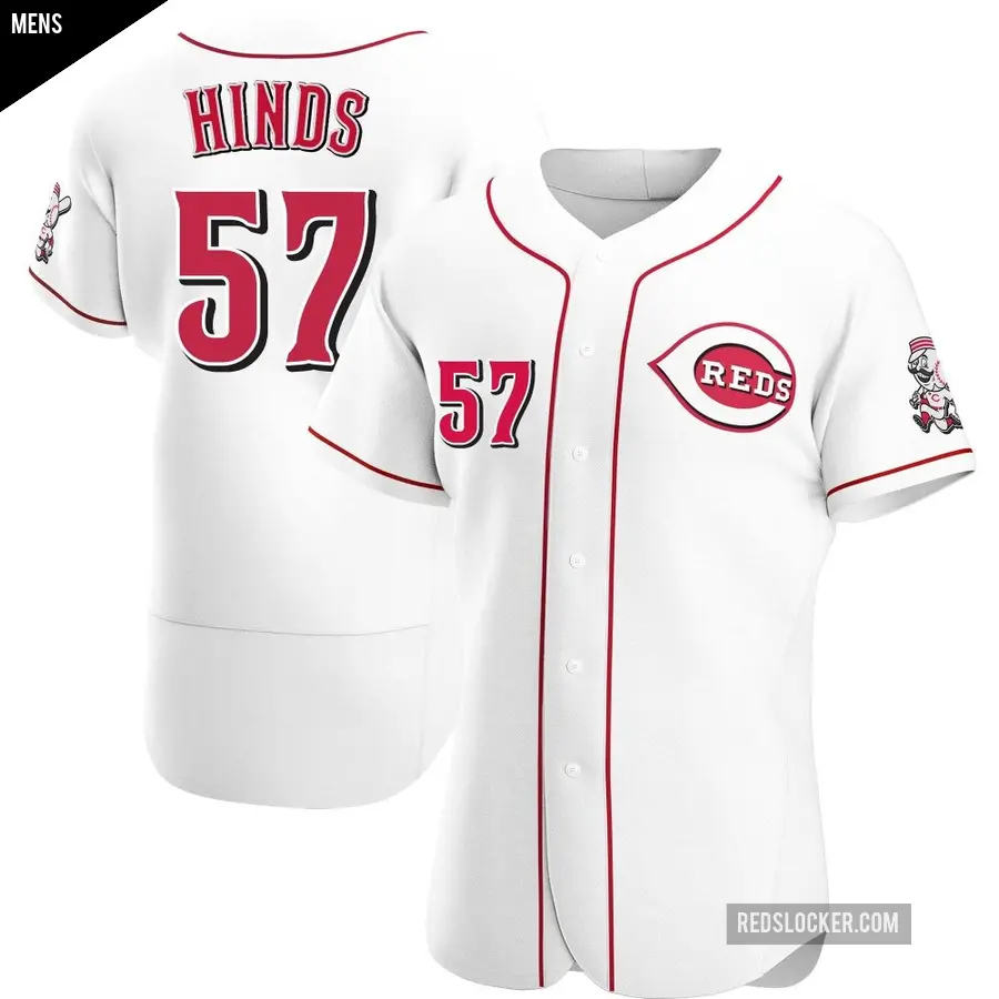 Men's Cincinnati Reds ＃57 Rece Hinds Authentic White Home Jersey