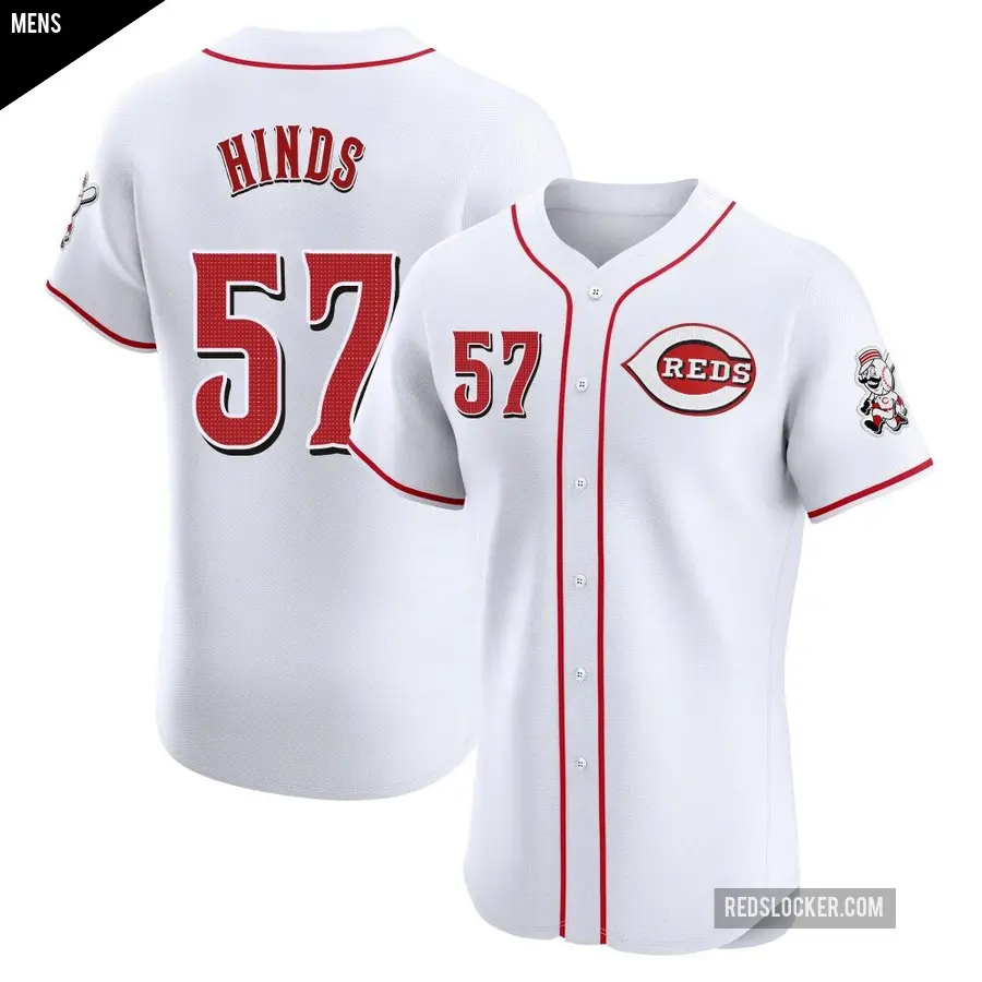 Men's Cincinnati Reds ＃57 Rece Hinds Elite White Home Jersey