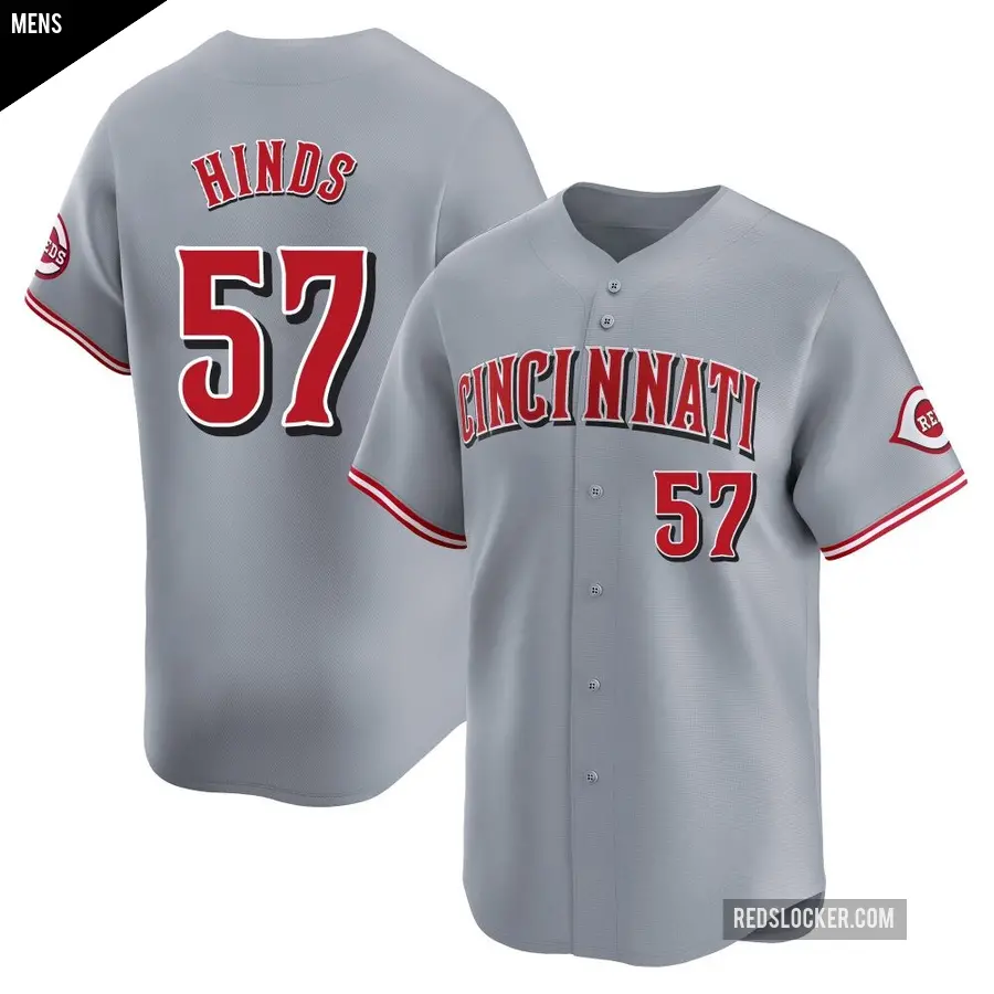 Men's Cincinnati Reds ＃57 Rece Hinds Limited Gray Away Jersey