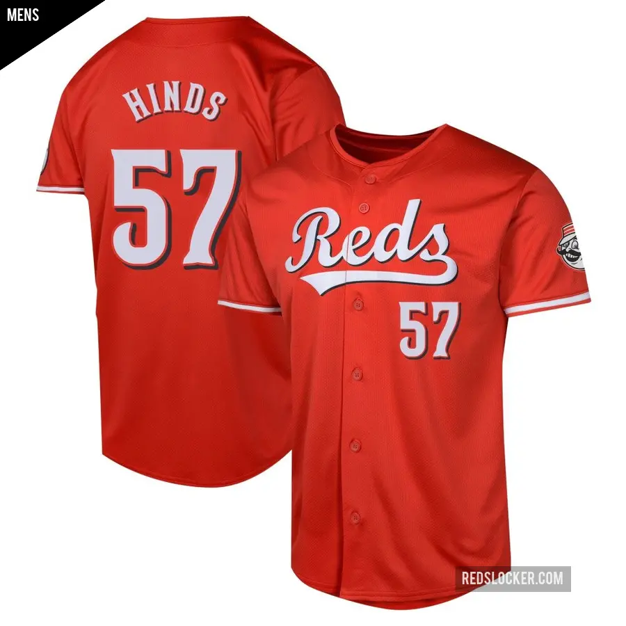 Men's Cincinnati Reds ＃57 Rece Hinds Limited Red Alternate Jersey