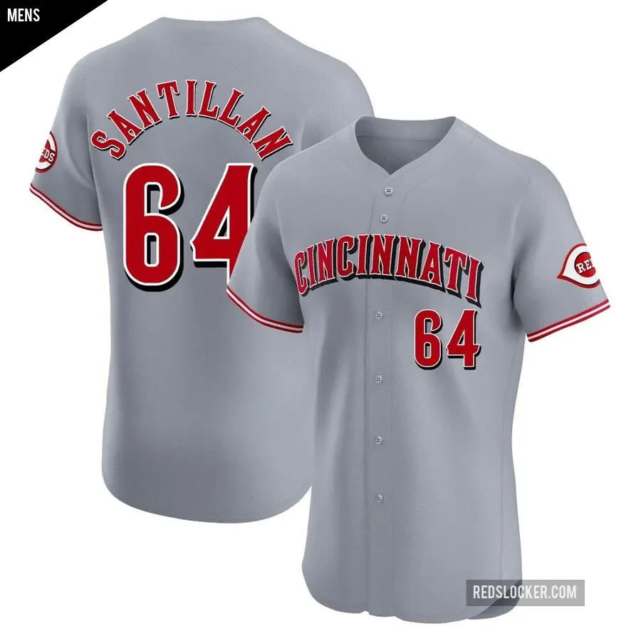 Men's Cincinnati Reds ＃64 Tony Santillan Elite Gray Road Jersey