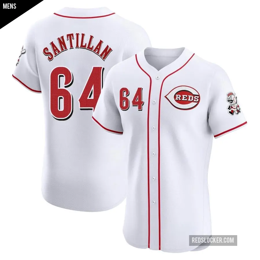 Men's Cincinnati Reds ＃64 Tony Santillan Elite White Home Jersey