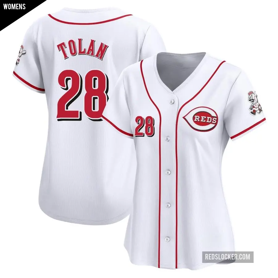 Women's Cincinnati Reds ＃28 Bobby Tolan Limited White Home Jersey