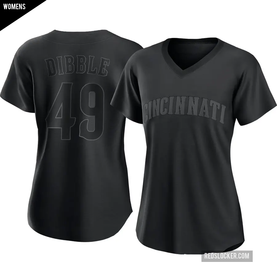 Women's Cincinnati Reds ＃49 Rob Dibble Replica Black Pitch Fashion Jersey