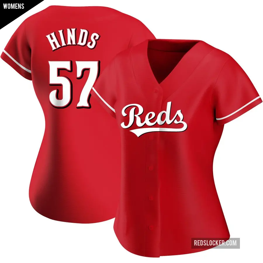 Women's Cincinnati Reds ＃57 Rece Hinds Replica Red Alternate Jersey