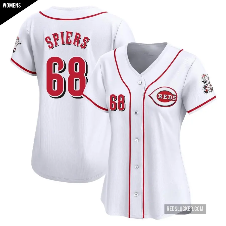 Women's Cincinnati Reds ＃68 Carson Spiers Limited White Home Jersey