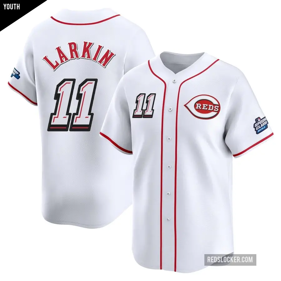 Youth Cincinnati Reds ＃11 Barry Larkin Limited White 2025 Speedway Classic Alternate Jersey