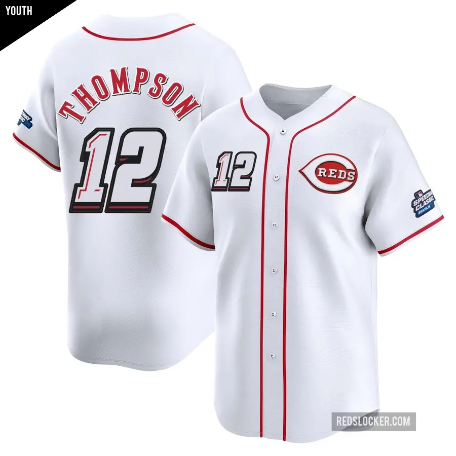 Youth Cincinnati Reds ＃12 Bubba Thompson Limited White 2025 Speedway Classic Alternate Jersey