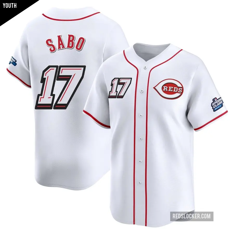 Youth Cincinnati Reds ＃17 Chris Sabo Limited White 2025 Speedway Classic Alternate Jersey