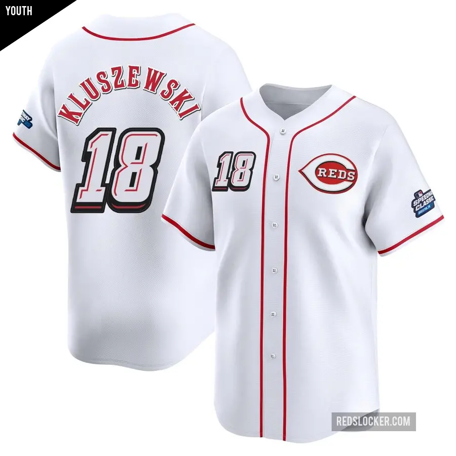 Youth Cincinnati Reds ＃18 Ted Kluszewski Limited White 2025 Speedway Classic Alternate Jersey