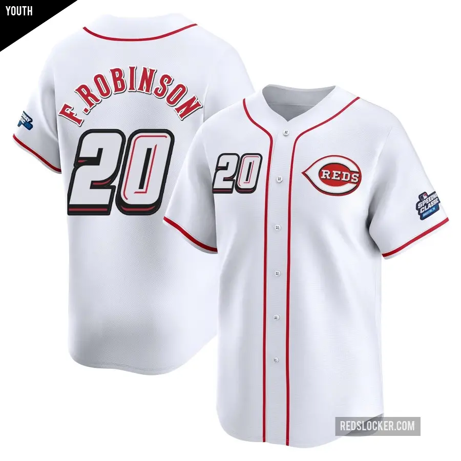 Youth Cincinnati Reds ＃20 Frank Robinson Limited White 2025 Speedway Classic Alternate Jersey