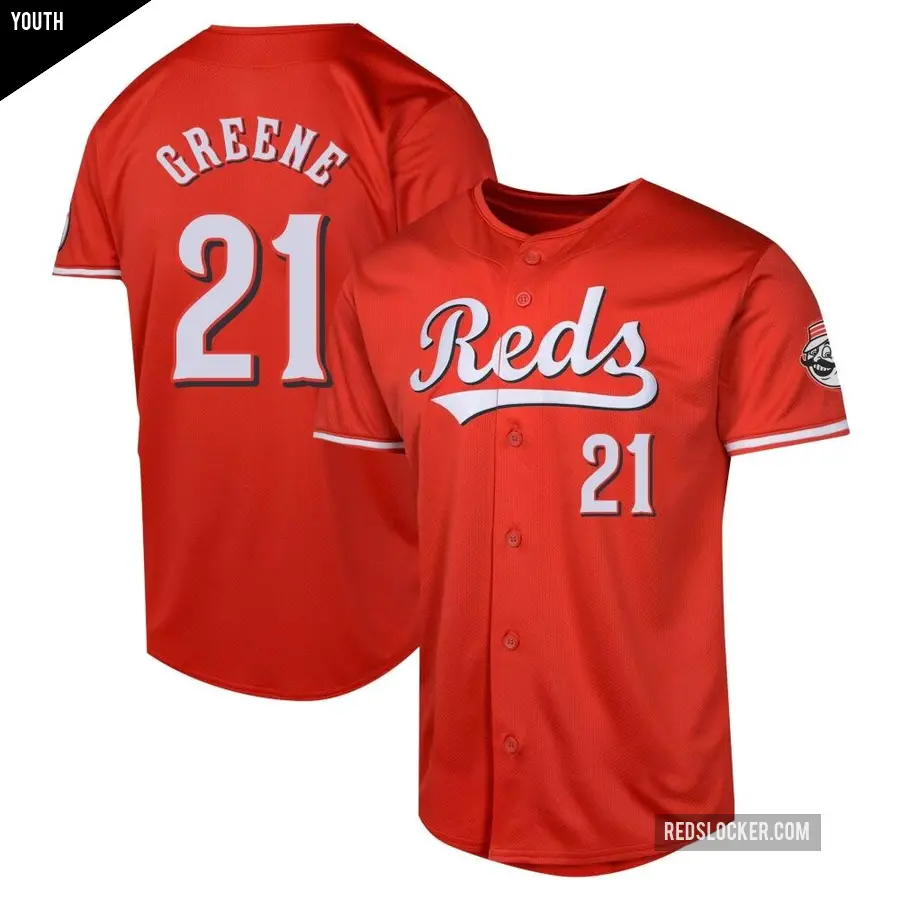 Youth Cincinnati Reds ＃21 Hunter Greene Limited Green Red Alternate Jersey
