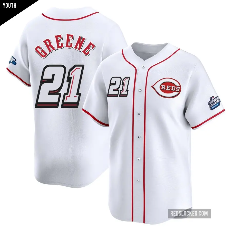 Youth Cincinnati Reds ＃21 Hunter Greene Limited White 2025 Speedway Classic Alternate Jersey